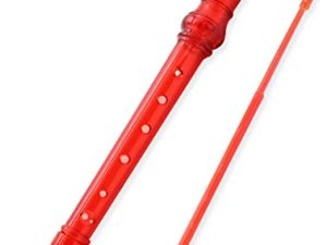 8Bees Descant Soprano Recorder 8 Hole with Cleaning Rod ، أداة موسيقية أساسية لطالب المدرسة (أحمر شفاف)