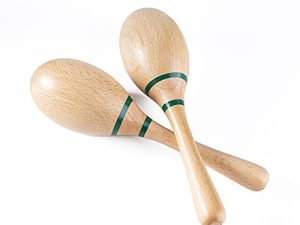 خشخيشات إيقاعية يدوية من Musfunny Maracas ، هزازات رومبا من مادة خشب الزان مع أصوات واضحة واحترافية لآلة موسيقية للحفلات والألعاب (طبيعية)