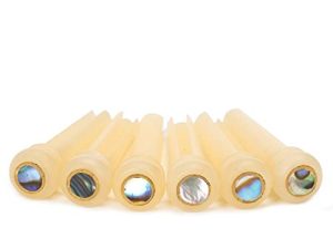 Miwayer Guitar Bone Bridge Pins Real Bone Unbleached Vintage Style Replacement Parts 6 & 12 String Acoustic Guitar (Unbleached Big Abalone Dot)
