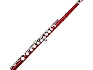 الناي Yamaer C Flute مغلق بفتحة 16 مفتاحًا للأطفال المبتدئين أداة الفلوت مع حقيبة حمل وحامل وكتاب موسيقى وقفازات وأدوات تنظيف (أحمر)