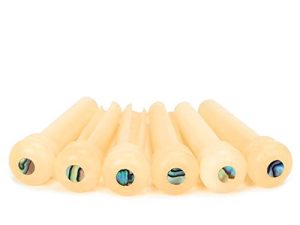 Miwayer Guitar Bone Bridge Pins Real Bone Unbleached Vintage Style Replacement Parts 6 & 12 String Acoustic Guitar (Unbleached Small Abalone Dot)