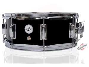 GRIFFIN كمين طبل | قشرة خشب الحور 14 × 5.5 بوصة مع PVC أسود ورأس مطلي | مجموعة آلات موسيقية إيقاعية أكوستيك مارشينج مع مفتاح الطبال ، 8 عروات ضبط معدنية ومصفاة كمين