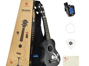 MUSICUBE Ukulele للمبتدئين 21 بوصة خشبية مجموعة سوبرانو القيثارة مع موالف القيثارة وخيوط وحقيبة وقماش تلميع احترافي غيتار هاواي أدوات موسيقية اختيار هدية عيد الميلاد