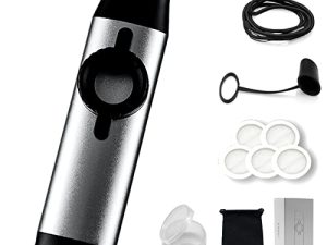 Kazoo ، كازو معدني قابل للتعديل نغمة كازو سهلة التعلم ، آلات موسيقية للأطفال / البالغين من سبائك الألومنيوم الملونة مع 5 أغشية بديلة ، حقيبة مخملية لحماية (فضية)