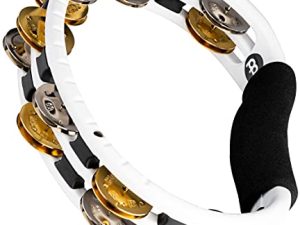 دف تقليدي من Meinl Percussion ، شكل نصف قمر يدويًا بإطار اصطناعي - غير مصنوع في الصين - صف مزدوج من الألواح المعدنية المزدوجة ، ضمان لمدة عامين (TMT1M-WH)
