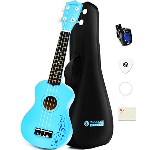 MUSICUBE Ukulele للمبتدئين 21 بوصة خشبية مجموعة سوبرانو القيثارة مع موالف القيثارة وخيوط وحقيبة وقماش تلميع احترافي غيتار هاواي أدوات موسيقية اختيار هدية عيد الميلاد MUSICUBE Ukulele للمبتدئين 21 بوصة خشبية مجموعة سوبرانو القيثارة مع موالف القيثارة وخيوط وحقيبة وقماش تلميع احترافي غيتار هاواي أدوات موسيقية اختيار هدية عيد الميلاد