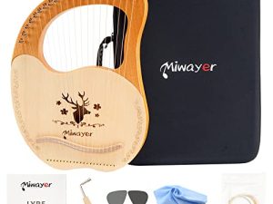 Miwayer Lyre Harp 7 ، 10 ، 16 ، 19 ، 21 وترًا آلة موسيقية من خشب الماهوجني ، آلة وترية احترافية مع ملحقات وحافظة (قيثارة ذات 21 أوتار بني)