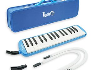 VACHAN 32 Keys Melodica Instrument ، Soprano Melodica Air Piano Keyboard آلة موسيقية مع 2 أنبوب طويل ناعم ، لسان فم قصير وحقيبة حمل للأطفال المبتدئين كهدية ، أزرق