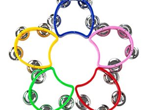 آلة إيقاع يدوية صغيرة من Musfunny Tambourine ، آلة موسيقية صغيرة ، أجراس يدوية بلاستيكية للأطفال والكبار ، ألعاب إيقاع موسيقية لحفلات الأسرة (ملونة)