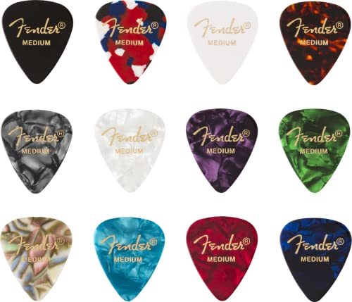 Fender Classic Cyluloid Guitar Picks 351 Shape، Color Medley، Medium، 12-Pack Fender Classic Cyluloid Guitar Picks 351 Shape، Color Medley، Medium، 12-Pack