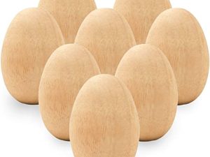 8 قطع من هزازات بيض عيد الفصح الخشبية غير المصبوغة ، بيض خشبي مزيف Maracas آلات قرع موسيقية لتقوم بها بنفسك لعبة أطفال طعام للزينة الحرفية لعيد الفصح (لون طبيعي)