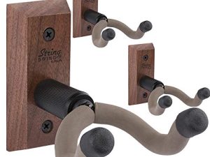 String Swing 3 Pack CC01K-BW Hardwood Home and Studio Guitar Keeper - Black Walnut Acoustic Electric Guitar Hanger