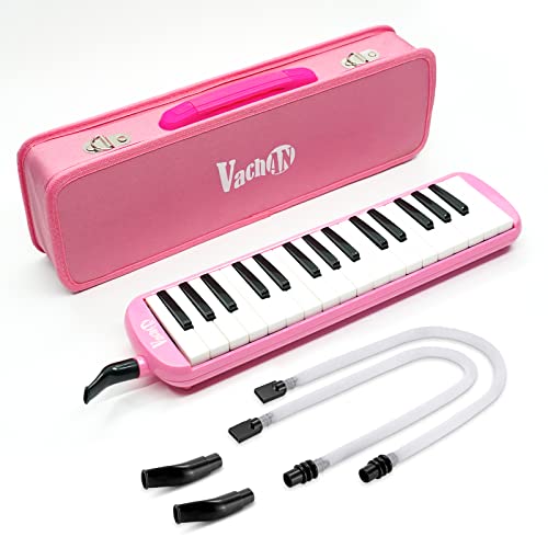 VACHAN 32 Keys Melodica Instrument ، Soprano Melodica Air Piano Keyboard آلة موسيقية مع 2 أنبوب طويل ناعم ، قطع فم قصيرة وحقيبة حمل للأطفال المبتدئين هدية ، وردي VACHAN 32 Keys Melodica Instrument ، Soprano Melodica Air Piano Keyboard آلة موسيقية مع 2 أنبوب طويل ناعم ، قطع فم قصيرة وحقيبة حمل للأطفال المبتدئين هدية ، وردي