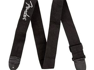 حزام جيتار Fender Logo ، 2 بوصة ، أسود مع شعار أبيض