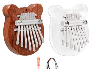 EASTROCK 8 Key Mini Kalimba ، بيانو إصبع الإبهام مع قلادة هدية ، زينة رائعة لبيانو الإصبع هدية الكريسماس للمبتدئين الصغار والكبار （عبوتان)