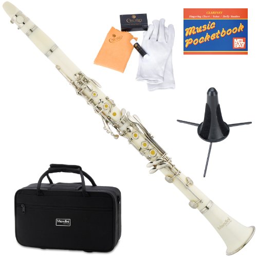 Mendini by Cecillo Bb Clarinet w / Case - أفضل الكلارينيت للمبتدئين للطلاب والكبار والأطفال مع حامل ، كتاب الجيب ، قطعة الفم و 10 قصب - آلات موسيقية تعمل بالرياح وآلات النفخ الخشبية - أبيض Mendini by Cecillo Bb Clarinet w / Case - أفضل الكلارينيت للمبتدئين للطلاب والكبار والأطفال مع حامل ، كتاب الجيب ، قطعة الفم و 10 قصب - آلات موسيقية تعمل بالرياح وآلات النفخ الخشبية - أبيض