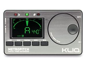 KLIQ MetroPitch - موالف Metronome لجميع الأدوات - مع أوضاع الجيتار والباس والكمان والقيثارة والضبط اللوني - مولد النغمات - حقيبة حمل مرفقة ، رمادي بيوتر