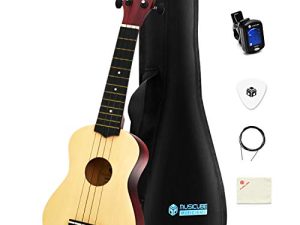 MUSICUBE Ukulele للمبتدئين 21 بوصة خشبية مجموعة سوبرانو القيثارة مع موالف القيثارة وخيوط وحقيبة وقماش تلميع احترافي غيتار هاواي أدوات موسيقية اختيار هدية عيد الميلاد