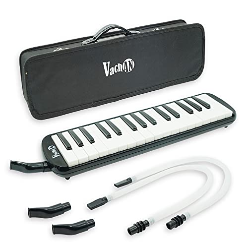 VACHAN 32 Keys Melodica Instrument ، Soprano Melodica Air Piano Keyboard آلة موسيقية مع 2 أنبوب طويل ناعم ، قطع فم قصيرة وحقيبة حمل للأطفال المبتدئين ، أسود VACHAN 32 Keys Melodica Instrument ، Soprano Melodica Air Piano Keyboard آلة موسيقية مع 2 أنبوب طويل ناعم ، قطع فم قصيرة وحقيبة حمل للأطفال المبتدئين ، أسود