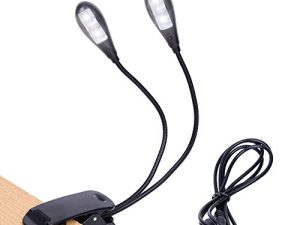 ضوء حامل الموسيقى ، مشبك على مصابيح كتب LED ، يعمل ببطارية USB و AAA ، مصباح قراءة في السرير ، 4 مستويات سطوع ، مثالي لديدان الكتب ، مشغل البيانو ، الأطفال ، السفر (ذراع مزدوج)