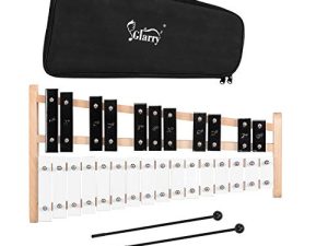GLARRY 27 Notes Percussion Glockenspiel ، أداة Xylophone Instrument للأطفال الموسيقية مع قاعدة خشبية ، ومطارق وحقيبة حمل