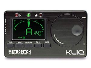 KLIQ MetroPitch - موالف المسرع لجميع الأدوات - مع الجيتار ، والباس ، والكمان ، والقيثارة ، وأوضاع التوليف اللوني - مولد النغمات - حقيبة حمل مرفقة ، أسود