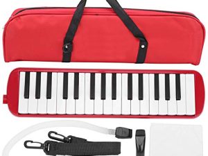 Boxwizard Melodica للأطفال والكبار 32 مفتاحًا بما في ذلك حقيبة حمل متعددة الاستخدامات ولعب المرح وآلة إيرين الموسيقية مع بيانو قوي الفم للتعلم (أحمر)