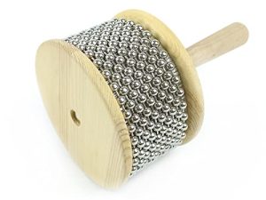 LOONELO Wooden Hand Cabasa with Stainless Steel، Hand Shaker Percussion Instrument with Metal Beads for Adults or Kids Band Education Music Classroom Music or Play at Home (4.5inch)