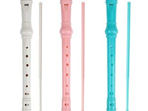 مسجل سوبرانو Flauta Recorder 8 فتحات ABS كلارينيت نمط ألماني ثلاثي الفلوت C للأطفال الأطفال مع تعليمات الرسم البياني بالإصبع مع كيس قضيب التنظيف 3 عبوات