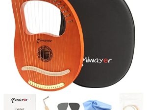 Miwayer Lyre Harp 7 ، 10 ، 16 ، 19 ، 21 أوتارًا آلة موسيقية ماهوجني بودي قيثارة خشب ريترو طوطم آلة وترية احترافية مع إكسسوارات وحقائب (خشب 16 أوتار قيثارة)