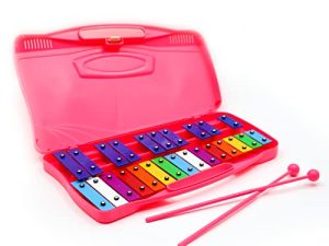 VACHAN Xylophone ، 25 ملاحظة Glockenspiel Xylophone للأطفال ، مفاتيح معدنية ملونة للعبة الموسيقية مع جراب و 2 مطرقة آمنة ، أداة تعليم موسيقى إكسيليفون احترافية ، هدايا