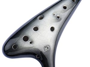 "Joy of Wood Thrush" 12 حفرة Alto C Ceramic Ocarina بحرفية رائعة (أسود متدرج)