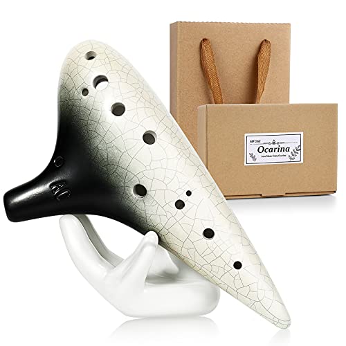 MIFOGE Ocarina 12 ثقب نغمات Alto C مع عرض تغليف الهدايا حامل رقبة وغطاء واقٍ للحبل وغطاء واقٍ لأغنية كتاب تحفة فنية رائعة لأداة الموسيقى للأطفال (أسود وأبيض) MIFOGE Ocarina 12 ثقب نغمات Alto C مع عرض تغليف الهدايا حامل رقبة وغطاء واقٍ للحبل وغطاء واقٍ لأغنية كتاب تحفة فنية رائعة لأداة الموسيقى للأطفال (أسود وأبيض)