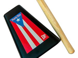 صانع ضوضاء جرس البقر المعدني بعلم بورتوريكو من دي بي ميوزيك مقاس 8 بوصات مع مضرب وحقيبة - كاوبيل للرياضة وألعاب كرة القدم والأحداث - آلة موسيقية إيقاعية