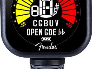 موالف Fender Flash Lite Clip-On للغيتار الصوتي والجيتار الكهربائي والباس والماندولين والكمان والقيثارة والبانجو