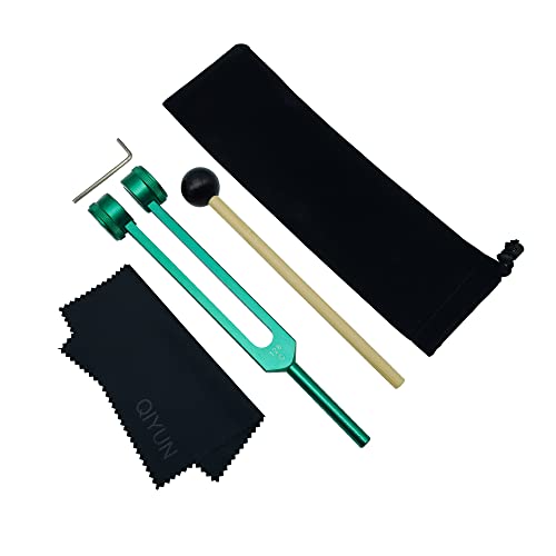1QIYUN Tuning Fork ، شوكات ضبط 128 هرتز للشفاء بمطرقة سيليكون وقطعة قماش للتنظيف ، أوزان ألومنيوم من الدرجة السريرية للأعصاب / الحسية ، أخضر 1QIYUN Tuning Fork ، شوكات ضبط 128 هرتز للشفاء بمطرقة سيليكون وقطعة قماش للتنظيف ، أوزان ألومنيوم من الدرجة السريرية للأعصاب / الحسية ، أخضر