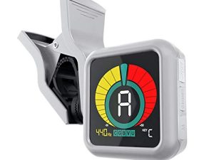 KLIQ UberTuner - موالف احترافي قابل للتثبيت لجميع الأدوات (أوضاع متعددة المفاتيح) - مع أوضاع الجيتار والقيثارة والكمان والباس والضبط اللوني ، أبيض (إصدار خاص) (أيضًا لماندولين والبانجو)
