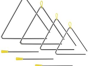 EASTROCK Triangle Instrument 4 Packs 7 8 9 10 Inch مجموعة أدوات قرع مثلثات قرع يدوية مع مضرب
