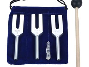 مجموعة شوكات Angel Tuning Forks - 4096 هرتز ، 4160 هرتز ، 4225 هرتز لشفاء الصوت ، والآلات الموسيقية ، والعلاج ، والطبية ، مع مطرقة من السيليكون وحقيبة تخزين ناعمة