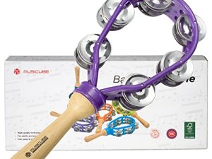دف MUSICUBE للكبار قرع يدوي للأطفال أجراس موسيقية خشبية بلاستيكية لحفلات الكنيسة (أرجواني)