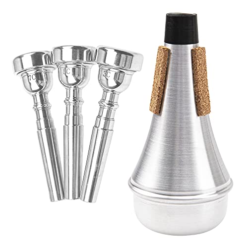 4 قطع من Yootones Trumpet Mouthpiece (3C 5C 7C) مع كاتم صوت البوق متوافق مع ملحقات الآلات الموسيقية البديلة Yamaha Bach Conn King Trumpet (فضي) 4 قطع من Yootones Trumpet Mouthpiece (3C 5C 7C) مع كاتم صوت البوق متوافق مع ملحقات الآلات الموسيقية البديلة Yamaha Bach Conn King Trumpet (فضي)