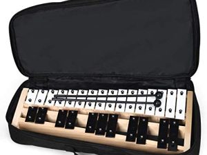 Giantex 27 Note Glockenspiel Xylophone ، أداة قرع مع قاعدة خشبية و 27 مفتاحًا معدنيًا ، ألتو كامل الحجم Glockenspiel Xylophone للبالغين والأطفال - يتضمن 2 مطرقة وحقيبة حمل