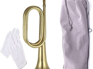 أداة نحاسية من TUOREN Gold Bugle Cavalry البوق النحاسية للمدرسة فرقة سلاح الفرسان أوركسترا عسكرية مبتدئين ث / حقيبة حمل