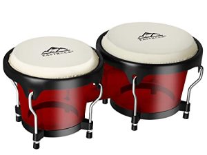 مجموعة طبول EastRock Bongo مقاس 6 بوصات و 7 بوصات للأطفال البالغين المبتدئين المحترفين ذات التجويف الشفاف وآلات قرع الطبل المعدنية مع مفتاح ضبط (أحمر 6 بوصات +7 بوصات)