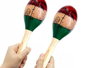 قطعتان من الآلات الموسيقية الاحترافية من Maracas - الخشب المكسيكي Maracas للكبار الهزازات آلة قرع لمفضلات الحفلات - آلات موسيقية للبالغين من أجل موسيقى السالسا الخشبية Maracas للأطفال