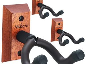 Neboic 3 عبوات حامل جداري للجيتار ، حامل حائط خشبي على شكل جيتار ، خطاف جيتار ، ملحقات جيتار من أجل جيتار كهربائي صوتي جيتار Ukulele Banjo Mandolin