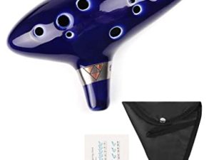 مستر باور 12 ثقوب أوكارينا ألتو سي فلوت أوكارينا صنابير سيراميك أزرق / كلاي stl Orcarina مستوحى من الوقت مع حقيبة وكتاب أغانٍ ، هدية للمبتدئين ، مراوح زيلدا ، آلات موسيقية