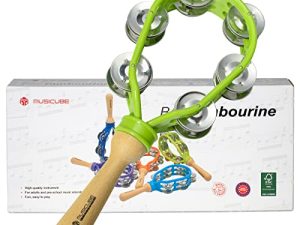 دف MUSICUBE للكبار قرع يدوي للأطفال أجراس موسيقية خشبية بلاستيكية لحفلات الكنيسة (أخضر)