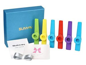 أدوات موسيقية من SUNYIN Kazoo مصنوعة من البلاستيك 6 قطع أدوات موسيقية كازو ملونة رفيقة هدية حفلات البيانو القيثارة