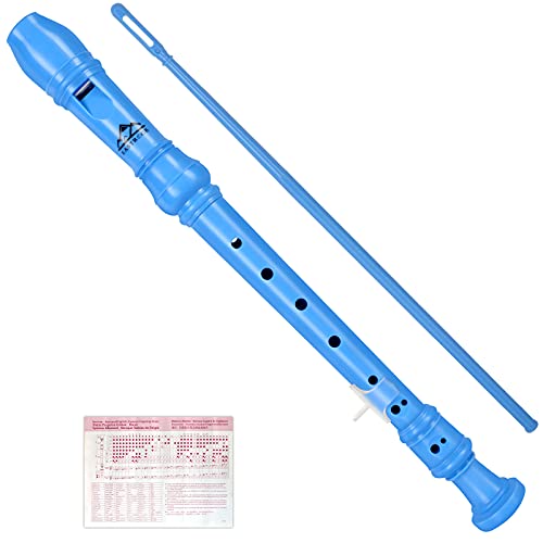Eastrock Recorder Instrument German Style Soprano Recorder Blue 3 قطع للمبتدئين مع قضيب التنظيف ، مخطط بالإصبع ، حقيبة التعبئة ، مسند الإبهام Eastrock Recorder Instrument German Style Soprano Recorder Blue 3 قطع للمبتدئين مع قضيب التنظيف ، مخطط بالإصبع ، حقيبة التعبئة ، مسند الإبهام